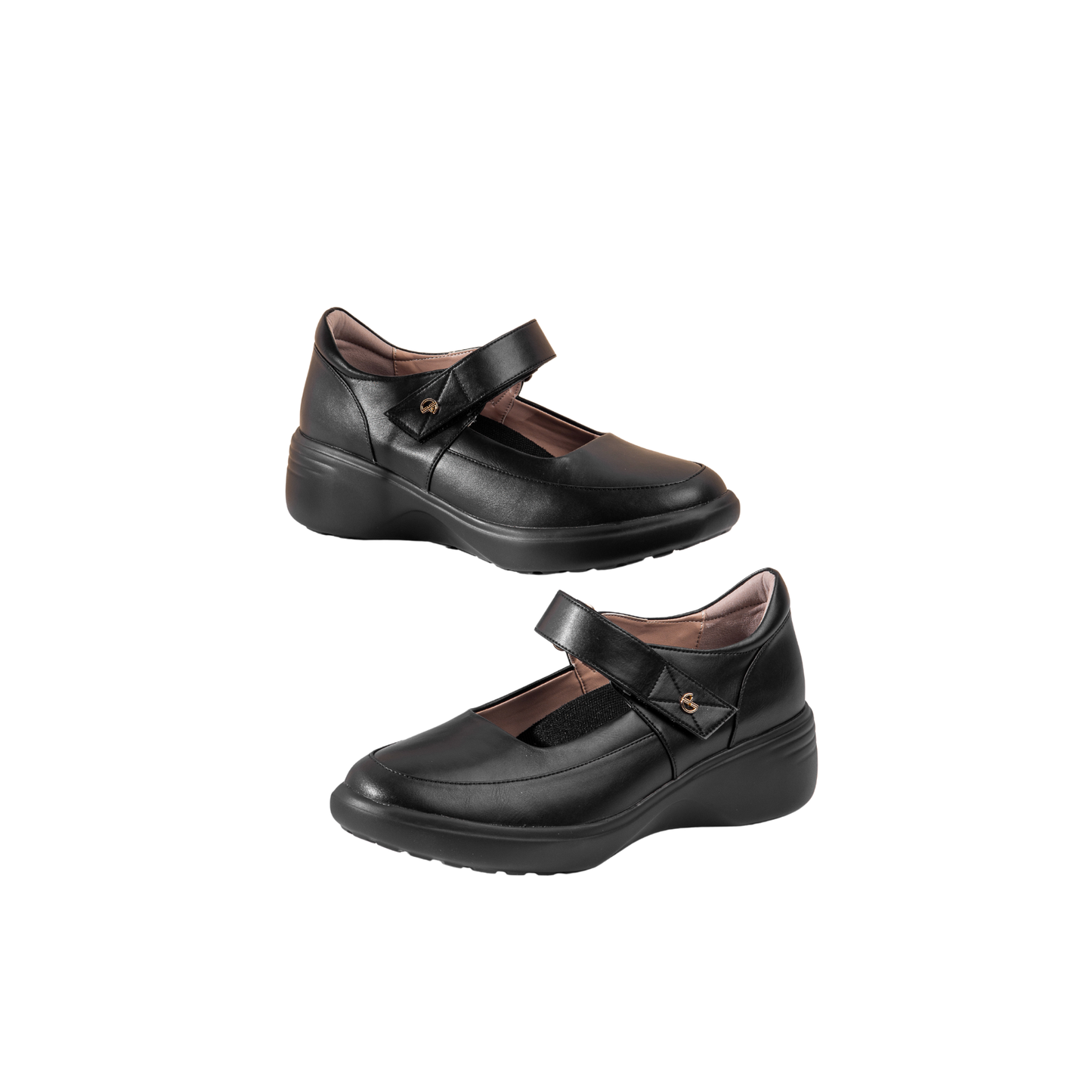 Women Shoes Black Leather Wedges