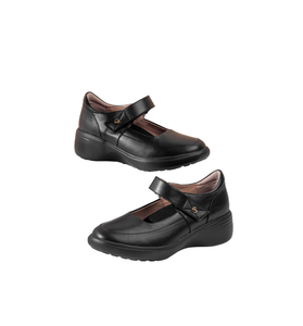 Women Shoes Black Leather Wedges
