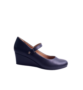 Italian Strap Wedges Black