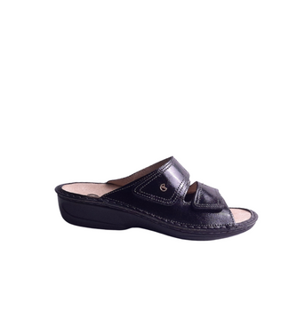 Italian Leather Sandals Shiny Black