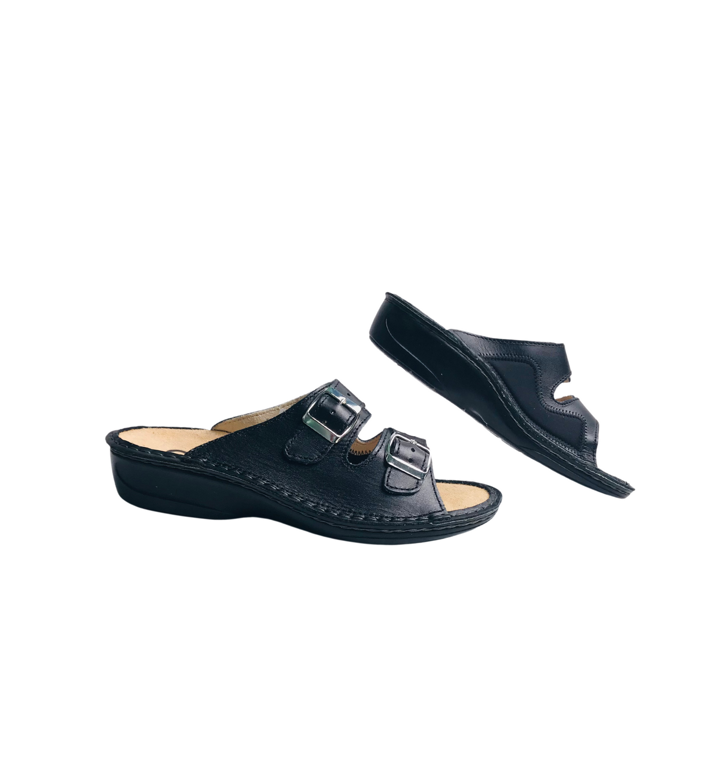 Italian Leather Black Sandals