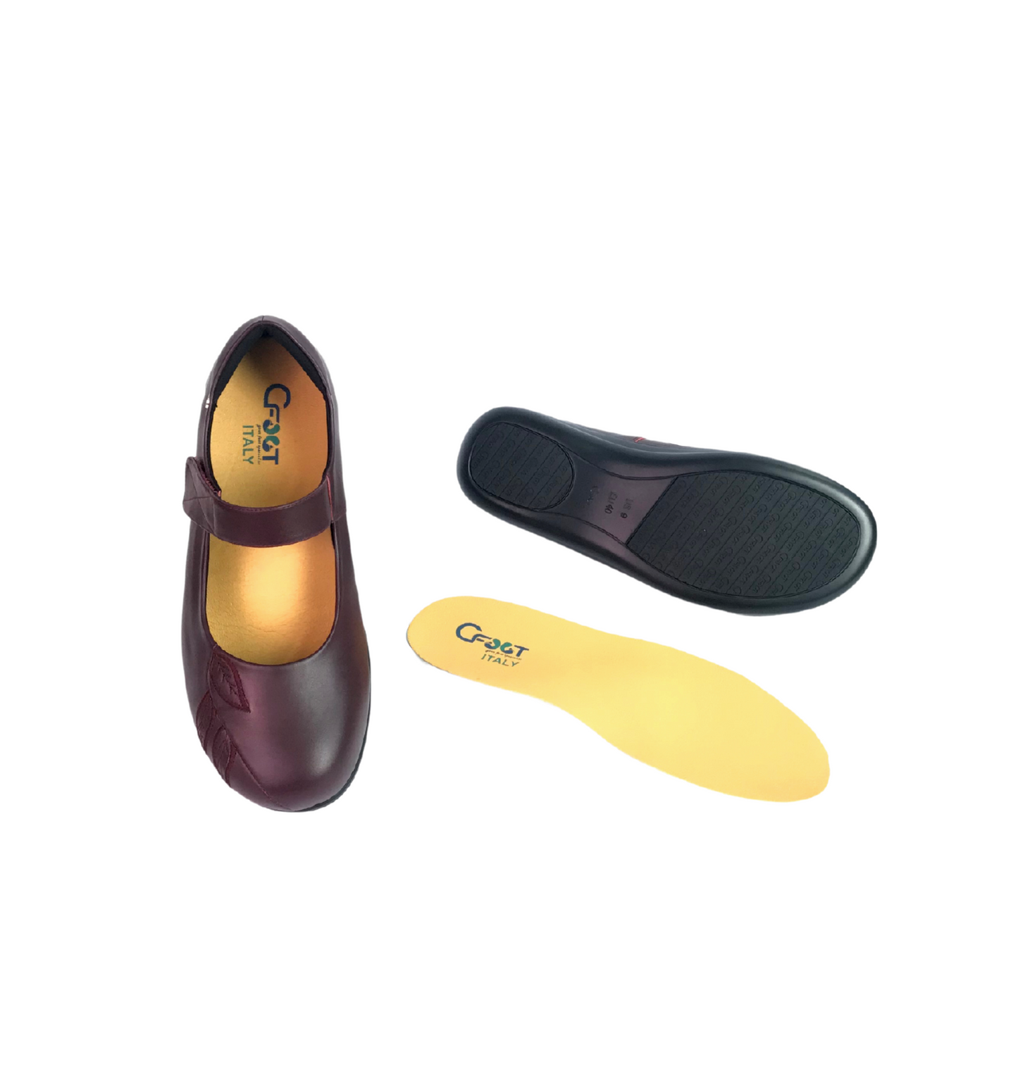 Womens Maroon Leather Flats